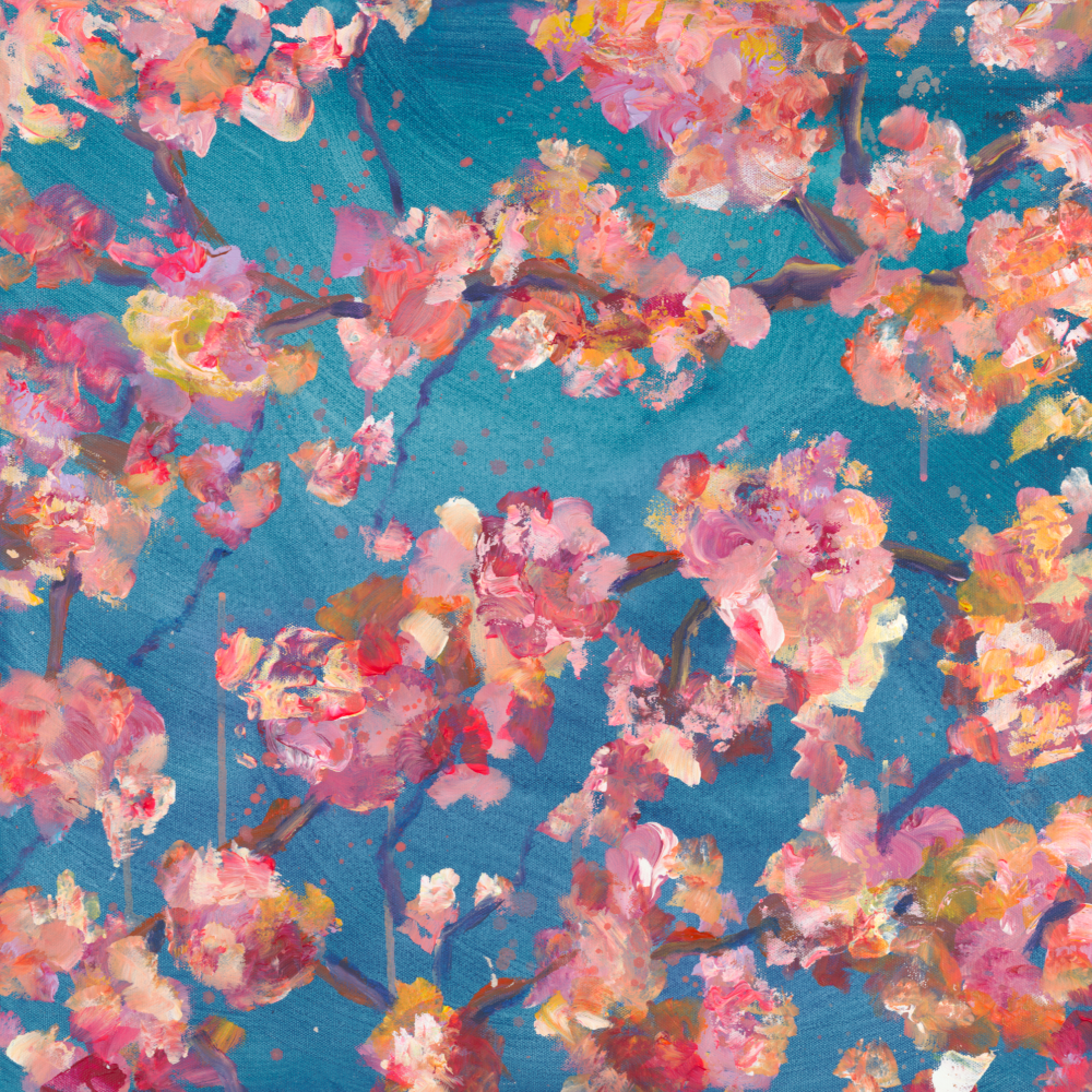 Teal Blossoms Diptych