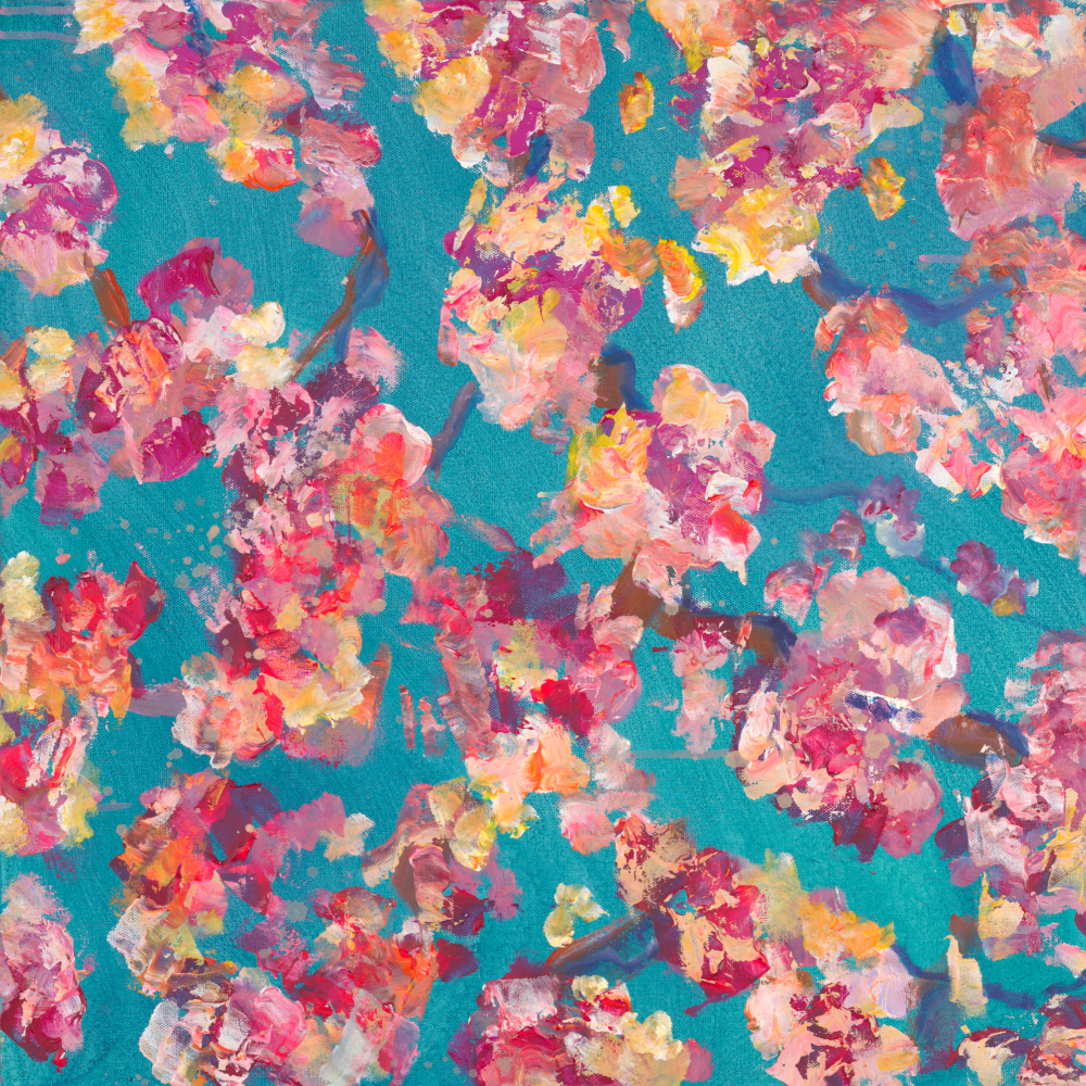 Teal Blossoms Diptych
